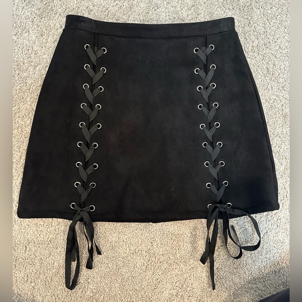 Suede skirt with lace up front size Small.